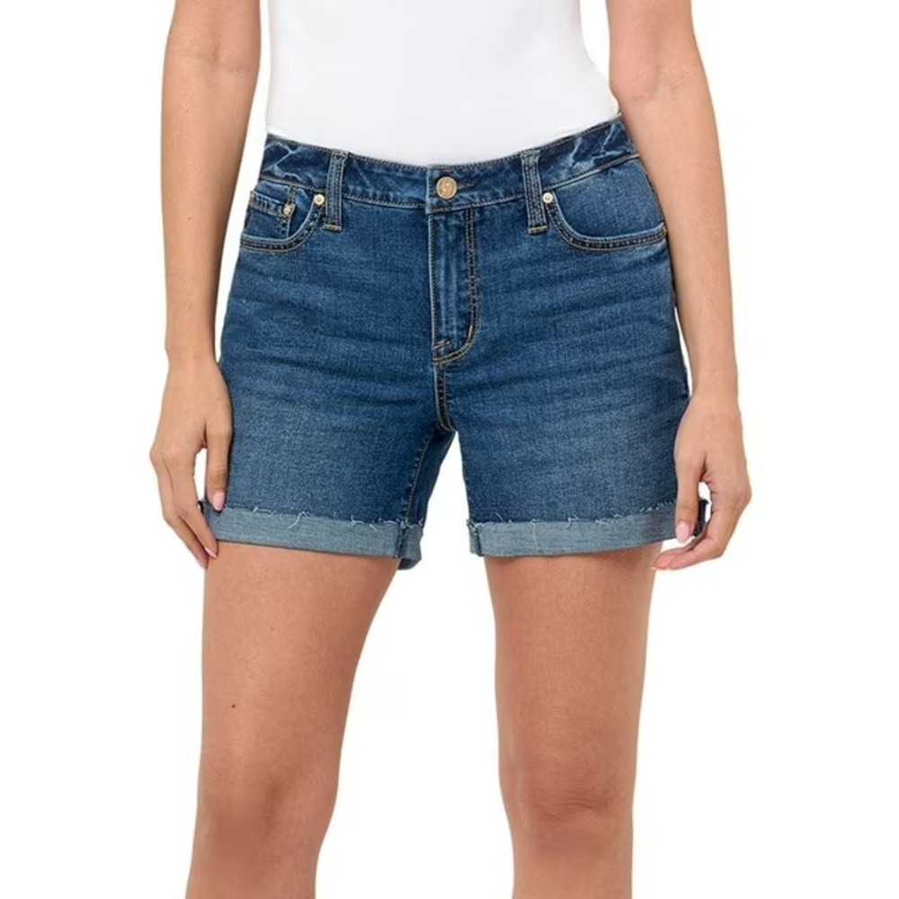 Seven7 Womens Weekend Short Size 10 Divine Blue Mid Rise Stretch Denim 5in
